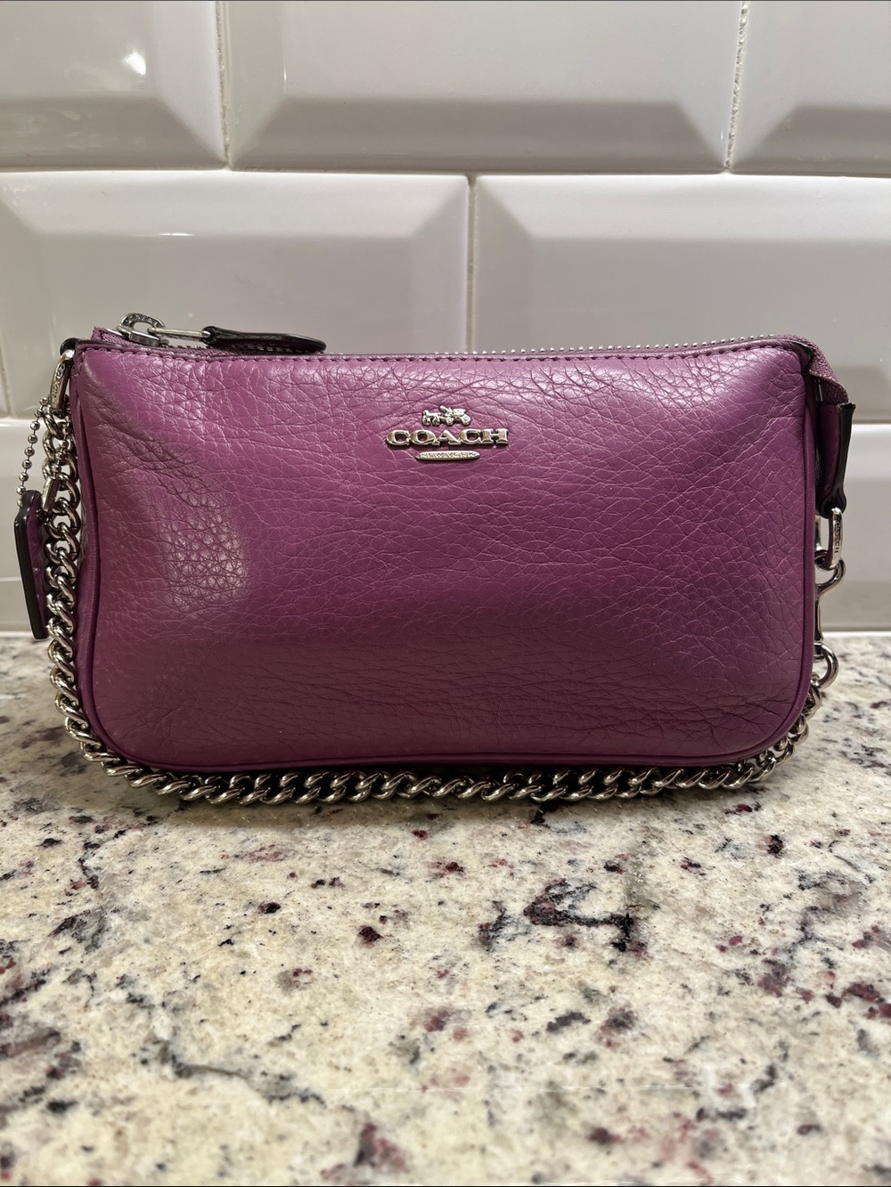 Coach Nolita Plum Leather Wristlet/Mini Bag EUC